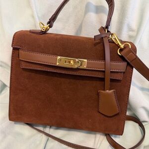 Textured Brown Handbag